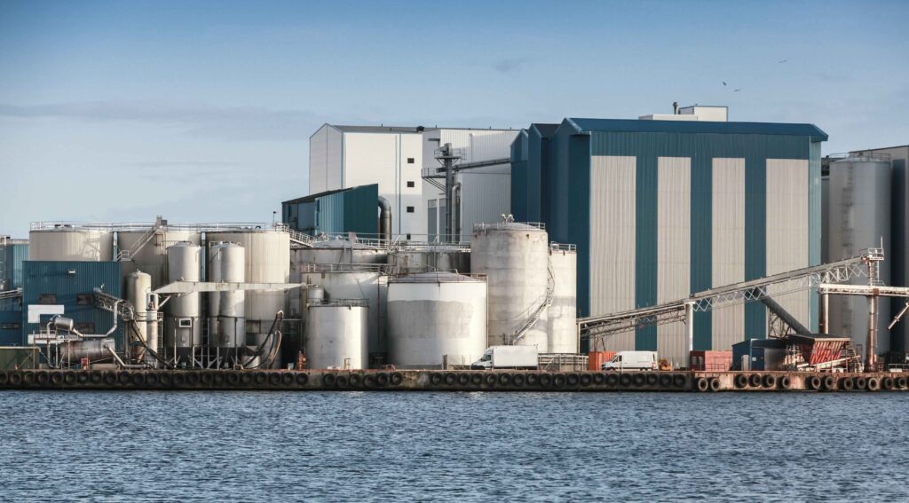 fishmeal factory by the sea