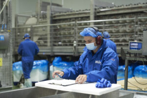 Mowi staff at Blar Mhor processing facility