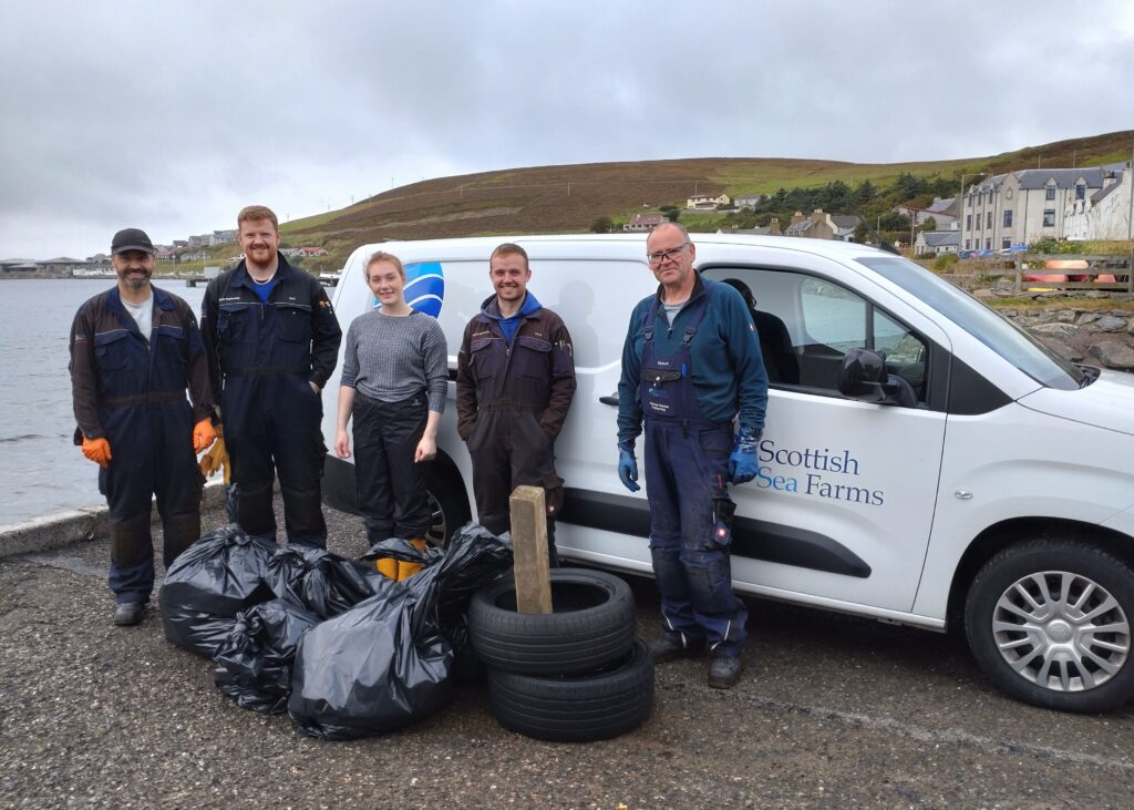 Scottish Sea Farms Scalloway team at the Great British Beach Clean