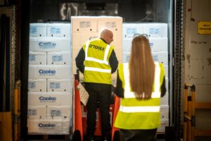 Salmon being loaded for delivery throughout Europe