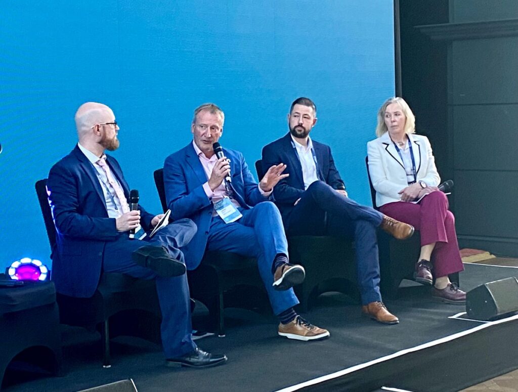 Spatial squeeze panel at the Responsible Seafood Summit. From left: Chris Chase, Seafood Source; Tavish Scott, Salmon Scotland; Fingal McKiernan, SSE Renewables; Elspeth Macdonald, Scottish Fishermen’s Federation